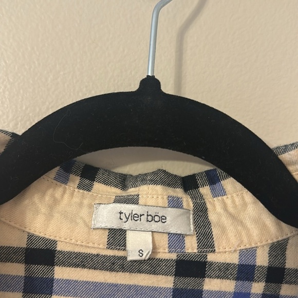 Tyler Boe Cotton Flannel Half-Button Plaid Tunic Shirt Sz Small Farmhouse Preppy - Picture 5 of 10